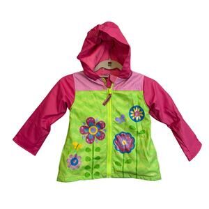 Stephen Joseph Girl Raincoat 4T Pink Green Waterproof Floral Casual Functional